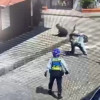 Agente de transito derribó motociclista 