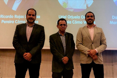 Foto | Cortesía | LA PATRIA Ricardo Rojas Espinosa, de Pereira Cómo Vamos; Uriel Orjuela Ospina, de Armenia Cómo Vamos; y Daniel Hurtado Cano, de Manizales Cómo Vamos.