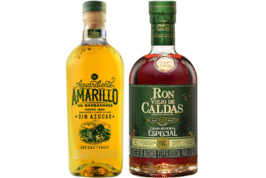 Aguardiente Amarillo de Manzanares y Ron Viejo de Caldas