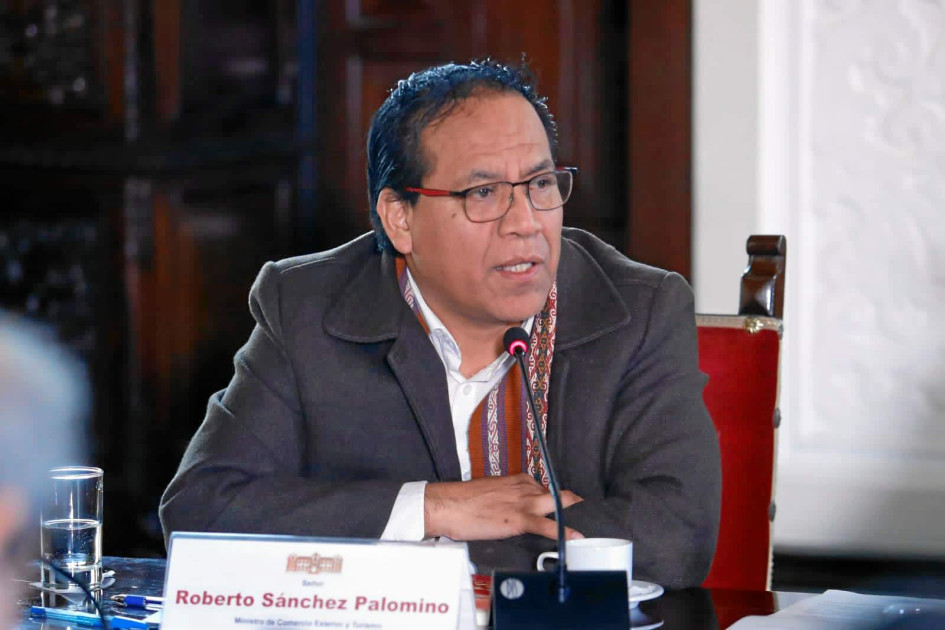 Roberto Sánchez Palomino, ministro de Comercio Exterior y Turismo de Perú. Roberto Sánchez Palomino, ministro de Comercio Exterior y Turismo de Perú.