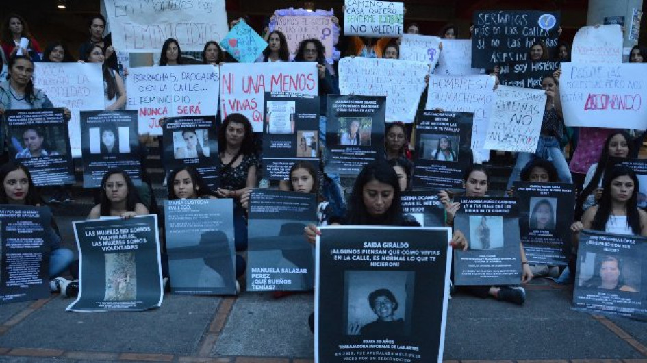 Marcha contra un feminicidio en Manizales.