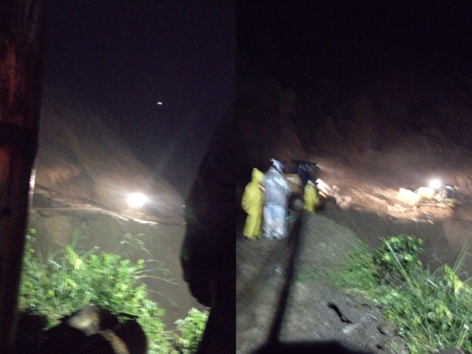 Una familia que pasaba por la zona en el momento del derrumbe quedó atrapada, pero posteriormente fue rescatada por operarios de la Gobernación. Una familia que pasaba por la zona en el momento del derrumbe quedó atrapada, pero posteriormente fue rescatada por operarios de la Gobernación.