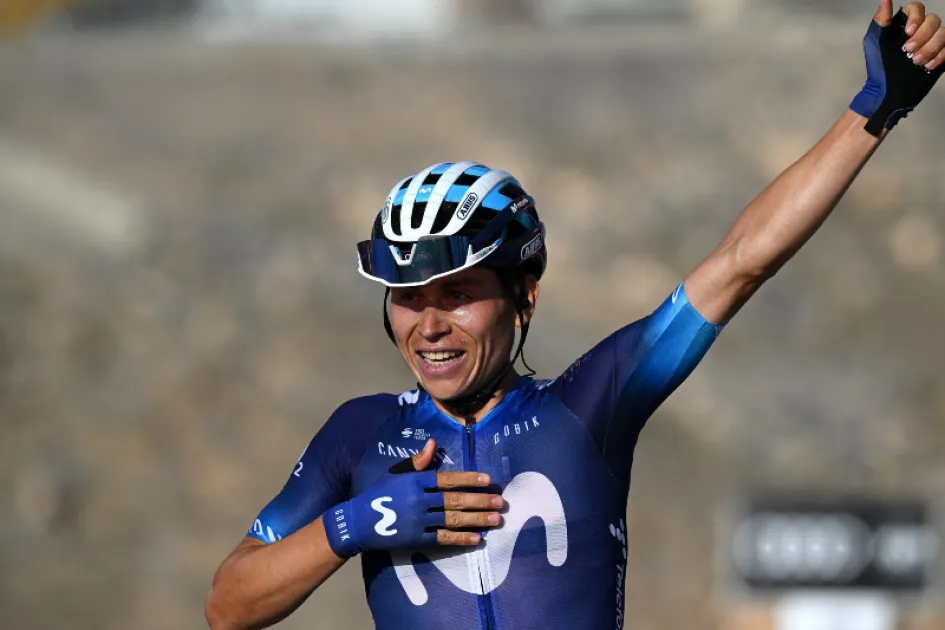 Einer Rubio celebra su victoria en el Tour UAE. Einer Rubio celebra su victoria en el Tour UAE.