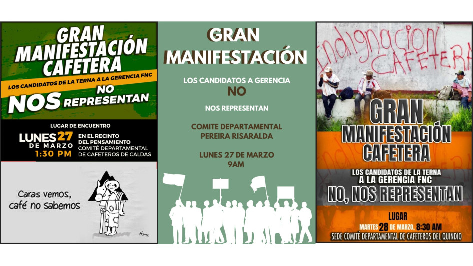 Los comités departamentales del Eje Cafetero se manifestarán en las ciudades capitales el lunes y el martes. Los comités departamentales del Eje Cafetero se manifestarán en las ciudades capitales el lunes y el martes.