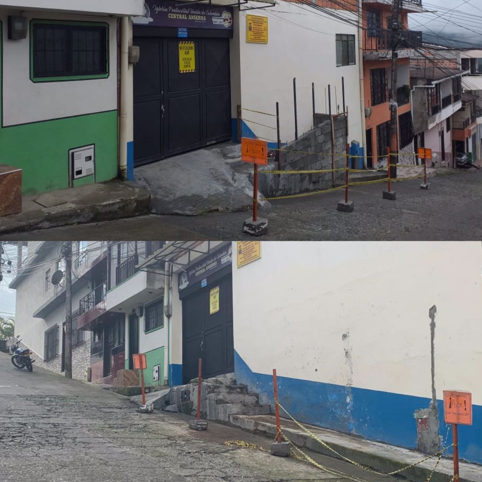 Comparativo del antes y después del muro en el andén al frente de la Iglesia Pentecostal Unida de Colombia. Residentes del sector denunciaron la invasión al espacio público. Comparativo del antes y después del muro en el andén al frente de la Iglesia Pentecostal Unida de Colombia. Residentes del sector denunciaron la invasión al espacio público.