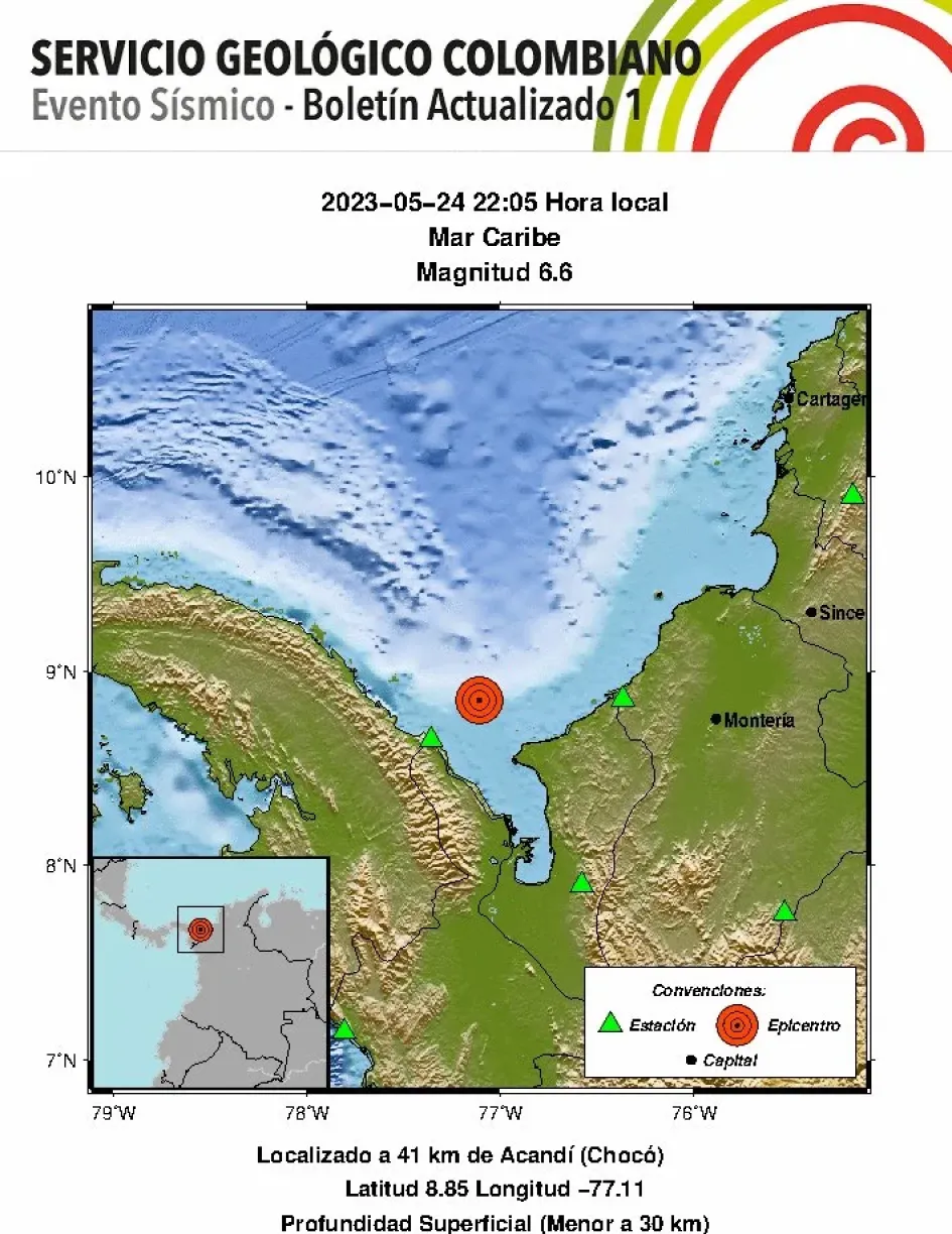 Sismo de magnitug 6.6 Sismo de magnitug 6.6 en el mar Caribe