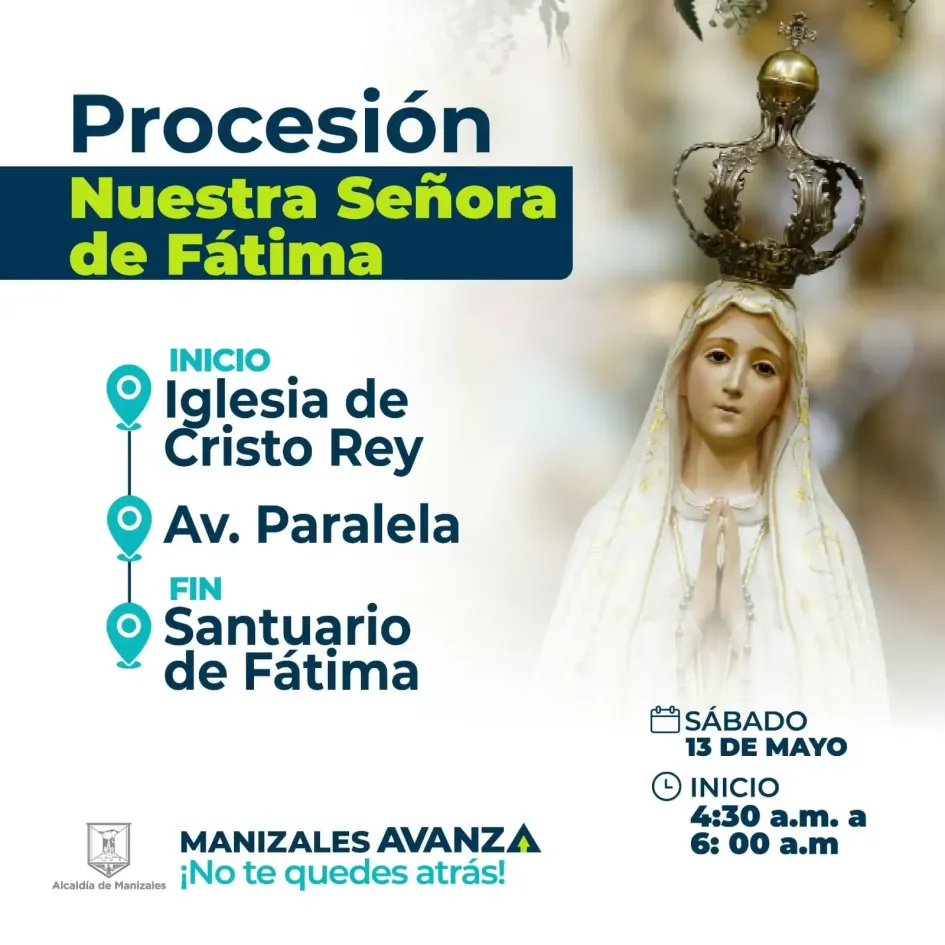 Conozca el recorrido de la procesión de Nuestra Señora de Fátima