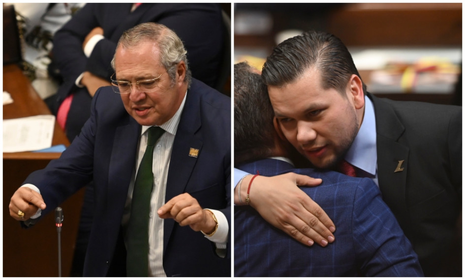 El senador verde Iván Name (izquierda) y el representante liberal Andrés Calle fueron elegidos, respectivamente, presidente y vicepresidente del Congreso para la legislatura 2023-2024. El senador verde Iván Name (izquierda) y el representante liberal Andrés Calle fueron elegidos, respectivamente, presidente y vicepresidente del Congreso para la legislatura 2023-2024.