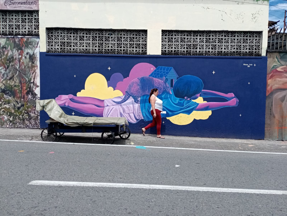 El colectivo Verde Color Café, de Chinchiná, embelleció un muro del colegio Santa Teresita, en la 7.ª edición del Festival de Arte Urbano del municipio.