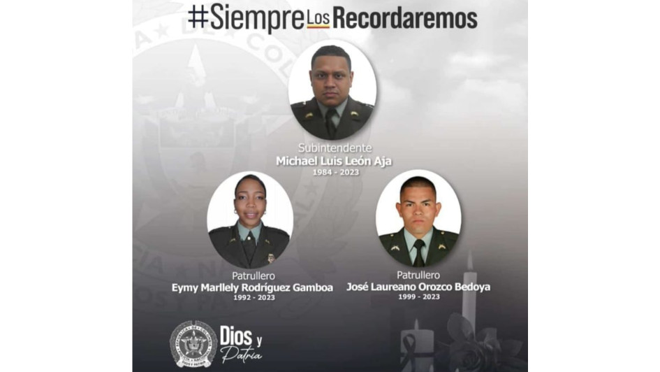 Las víctimas del ataque fueron el subintendente Michael Luis León, de 39 años; el patrullero Jorge Laureano Orozco, de 24, y la patrullera Eymy Marllely Rodríguez, de 31. Las víctimas del ataque fueron el subintendente Michael Luis León, de 39 años; el patrullero Jorge Laureano Orozco, de 24, y la patrullera Eymy Marllely Rodríguez, de 31.