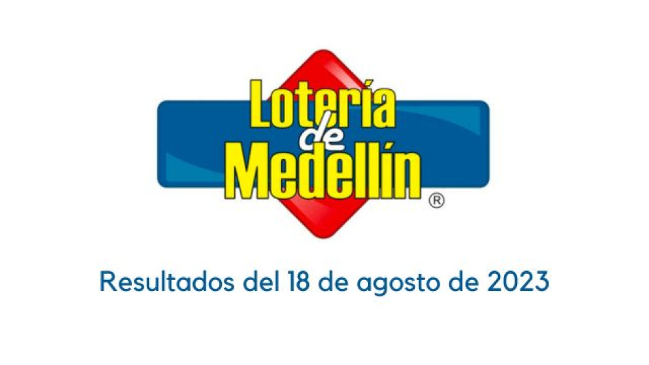 Logo de la Lotería de Medellín. Debajo dice "resultados del 18 de agosto de 2023"