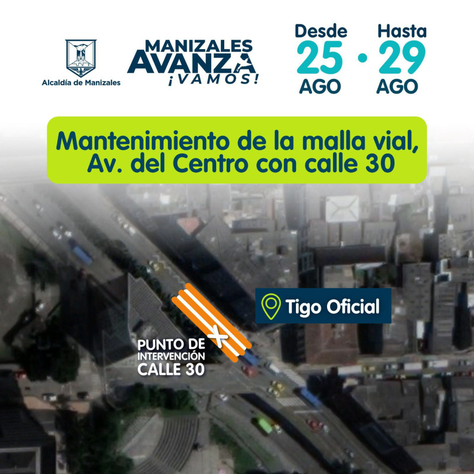 Las obras serán enseguida de la sede principal de Tigo en el centro de Manizales. Las obras serán enseguida de la sede principal de Tigo en el centro de Manizales.