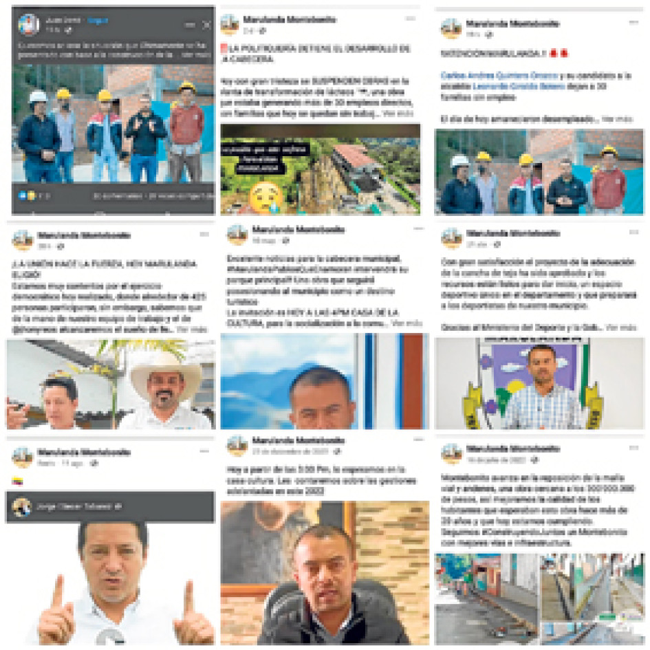 Una página en Facebook denominada Marulanda Montebonito parece ser la caja de resonancia del alcalde, Juan David Grajales, y además en plataforma para atacar a Leonardo Giraldo, candidato de la oposición. Una página en Facebook denominada Marulanda Montebonito parece ser la caja de resonancia del alcalde, Juan David Grajales, y además en plataforma para atacar a Leonardo Giraldo, candidato de la oposición.