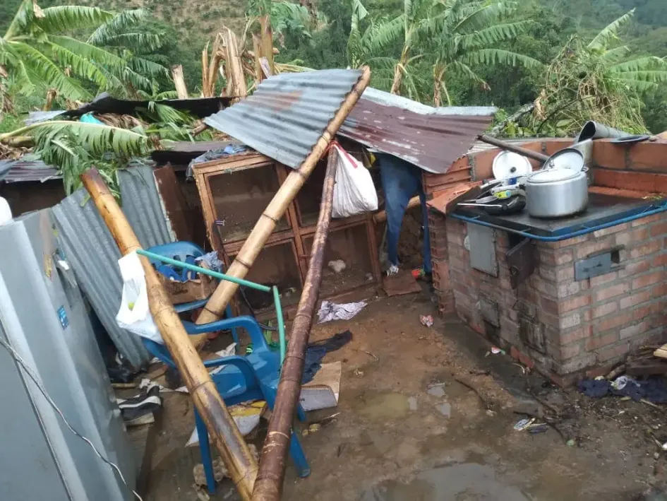 Esta es una de las 15 casas afectadas por las fuertes lluvias en San José (Caldas).