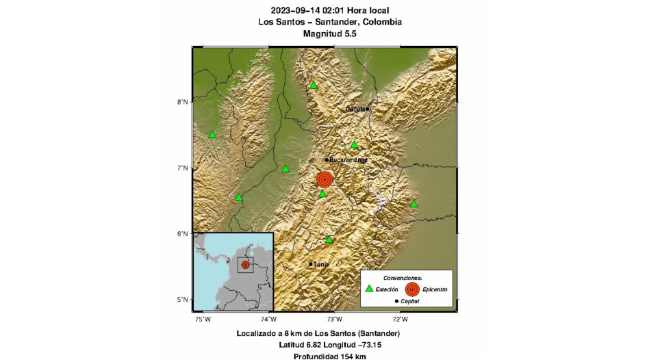 Boletín del Servicio Geológico Colombiano sobre sismo este 14 de septiembre en Los Santos (Santander). Boletín del Servicio Geológico Colombiano sobre sismo este 14 de septiembre en Los Santos (Santander).