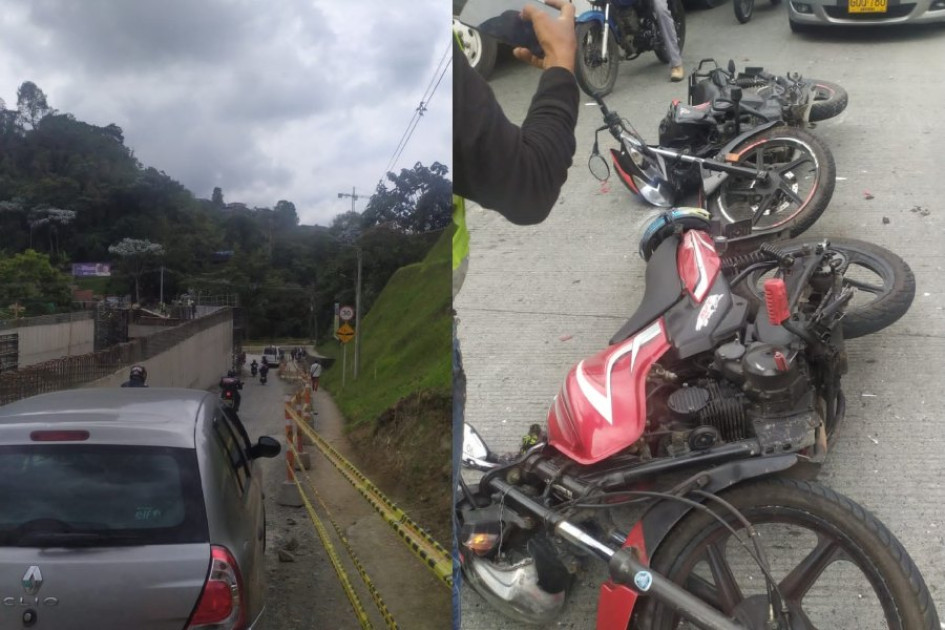 Accidente de tránsito en Manizales El choque ocurrió en la avenida Kevin Ángel, a la altura de la intersección que conduce al barrio Peralonso.
