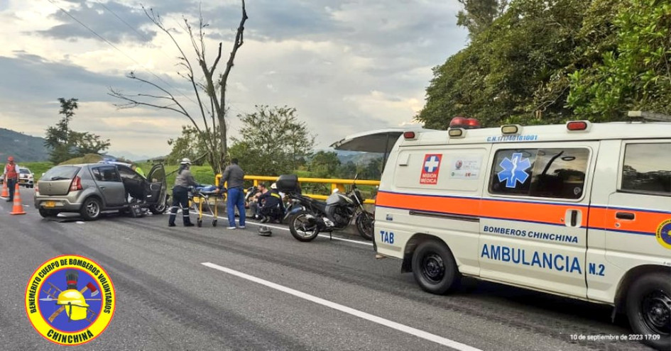 El sitio donde se registró el accidente en la vía Manizales-Chinchiná. El sitio donde se registró el accidente en la vía Manizales-Chinchiná.