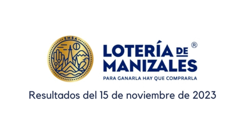 Logo de la Lotería de Manizales. Debajo dice "resultados del 15 de noviembre de 2023"