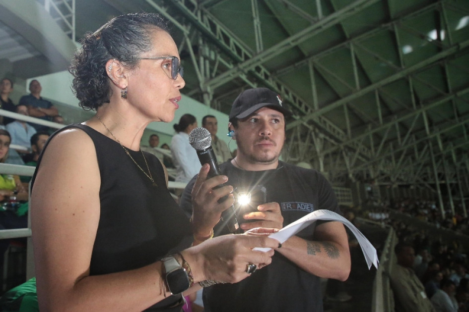 La ministra del Deporte, Astrid Bibiana Rodríguez, durante su discurso de inauguración de los XXII Juegos Nacionales y VI Juegos Paranacionales. ministra del Deporte, Astrid Bibiana Rodríguez