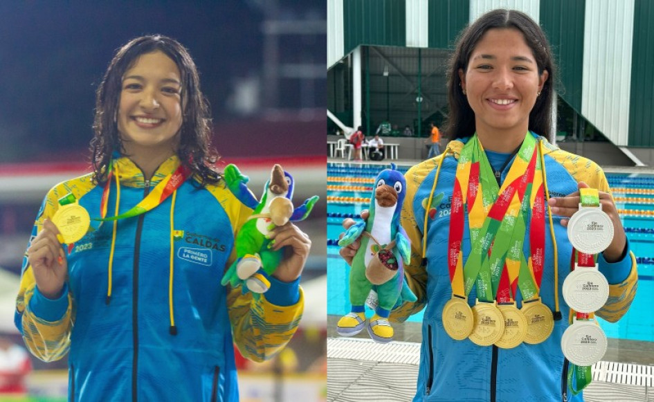 Las nadadoras Stefanía Gómez (izquierda) y Yessica Tascón, las deportistas que más medallas ganaron para Caldas en los Juegos Nacionales y Paranacionales, respectivamente. Las nadadoras Stefanía Gómez (izquierda) y Yessica Tascón, las deportistas que más medallas ganaron para Caldas en los Juegos Nacionales y Paranacionales, respectivamente.
