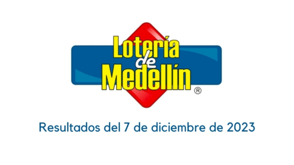 Logo de la Lotería de Medellín con un texto abajo que dice "Resultados del 7 de diciembre de 2023"