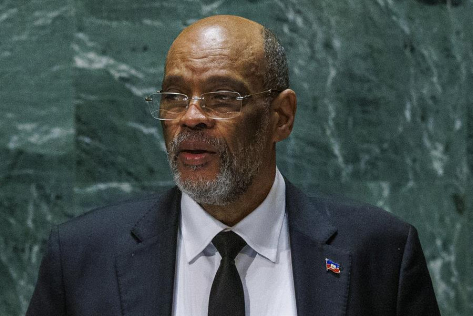 Fotografía de archivo fechada el 22 de septiembre de 2023 del Primer Ministro de Haití, Ariel Henry, durante el 78º período de sesiones de la Asamblea General de las Naciones Unidas Fotografía de archivo fechada el 22 de septiembre de 2023 del Primer Ministro de Haití, Ariel Henry, durante el 78º período de sesiones de la Asamblea General de las Naciones Unidas