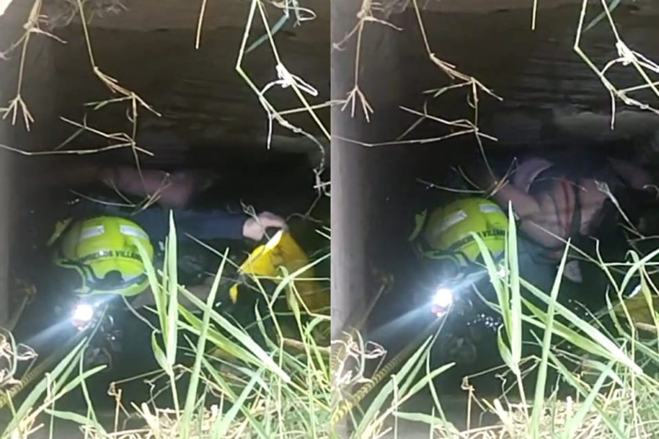 Mujer cayó por una canal de cuatro metros en Villamaría Mujer cayó por una canal de cuatro metros en Villamaría
