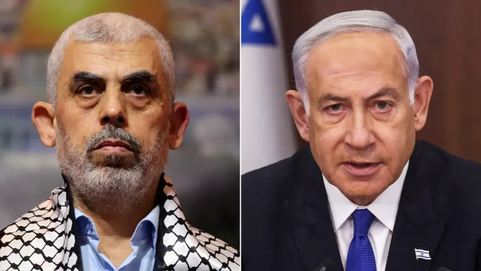 Yahya Sinwar (izquierda) y Benjamín Netanyahu. Yahya Sinwar (izquierda) y Benjamín Netanyahu.