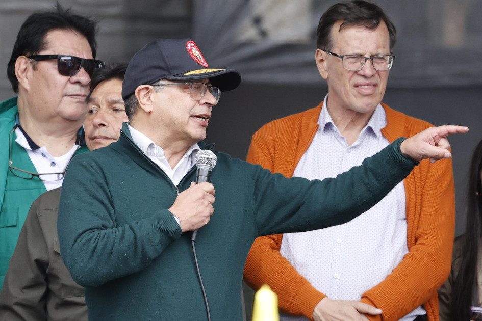 El presidente, Gustavo Petro, este miércoles en la Plaza de Bolívar de Bogotá. El presidente, Gustavo Petro, este miércoles en la Plaza de Bolívar de Bogotá.