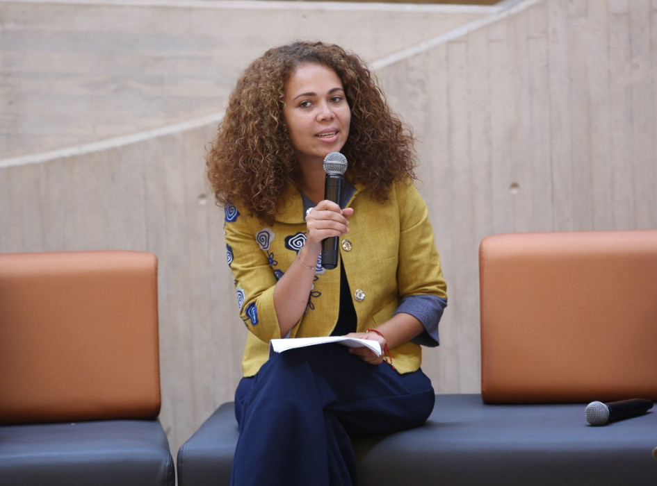 Ángela Yesenia Olaya Requene, ministra de Ciencia, Tecnología e Innovación, durante su intervención en el conversatorio en la Universidad de Caldas. Ángela Yesenia Olaya Requene, ministra de Ciencia, Tecnología e Innovación, durante su intervención en el conversatorio en la Universidad de Caldas.