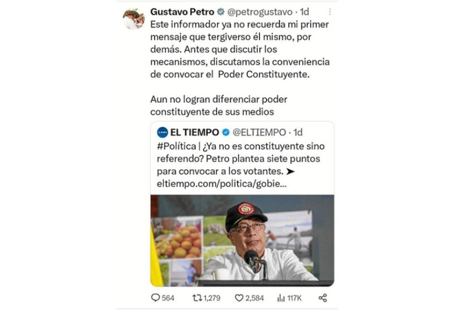 El presidente, Gustavo Petro, utiliza X El presidente, Gustavo Petro, utiliza X