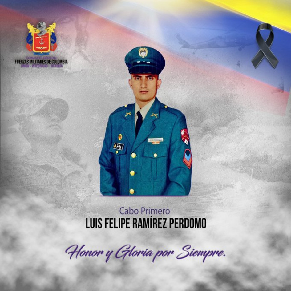 Foto |Ejército Nacional | LAPATRIA La víctima fue el cabo primero Luis Felipe Ramírez Perdomo. Foto |Ejército Nacional | LAPATRIA La víctima fue el cabo primero Luis Felipe Ramírez Perdomo.