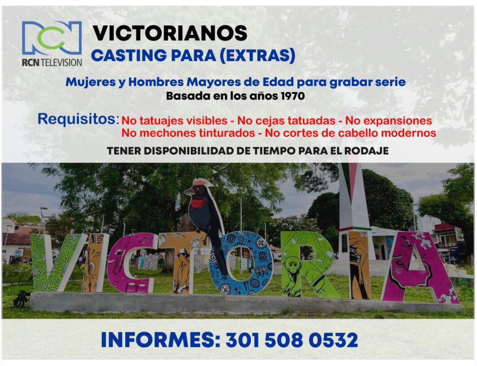 Filmex Productions, agencia de casting, busca personal de apoyo para una serie. Deben vivir en Victoria (Caldas). Filmex Productions, agencia de casting, busca personal de apoyo para una serie. Deben vivir en Victoria (Caldas).