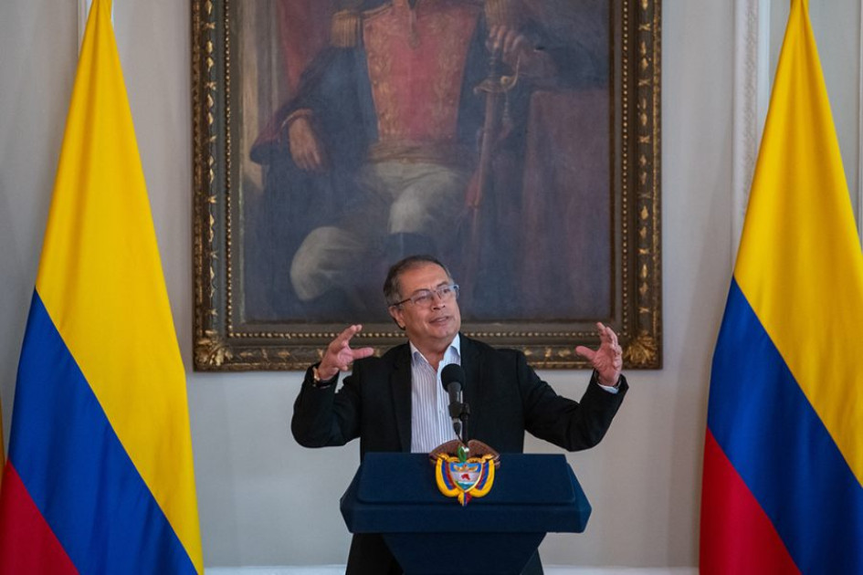 Gustavo Petro Gustavo Petro este martes en el saludo presidencial al cuerpo diplomático.