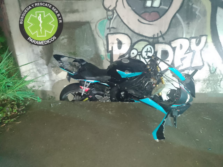 La moto involucrada en el accidente de la vía Panamericana. La moto involucrada en el accidente de la vía Panamericana.