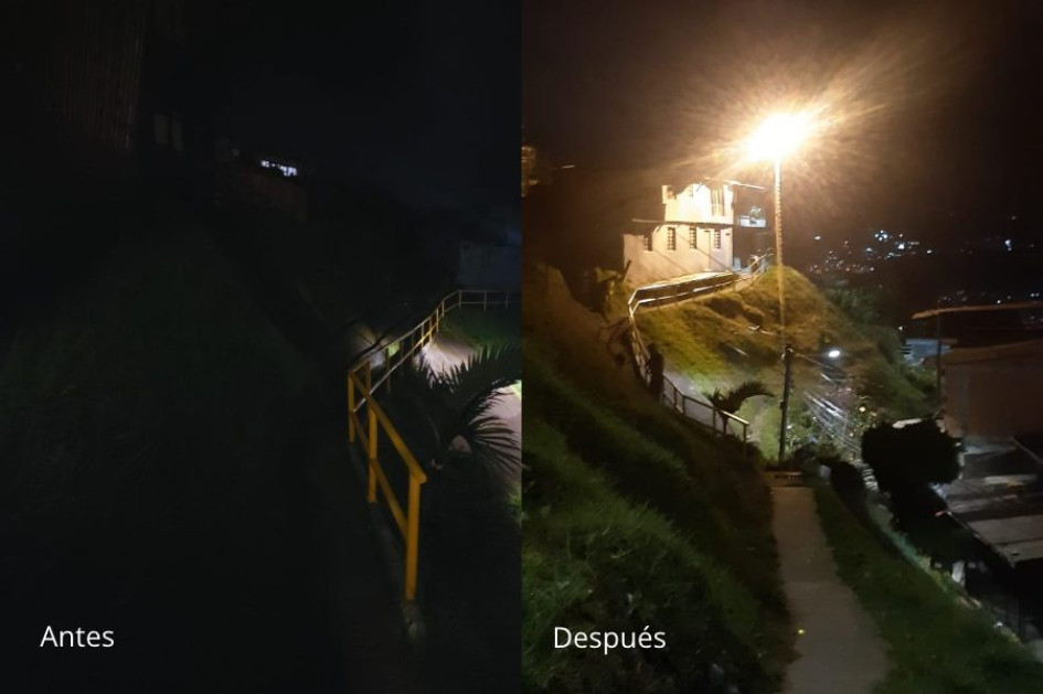 A la derecha, el aspecto que tenía antes la zona. La oscuridad generaba inseguridad a la hora de transitarla en la noche. El Invama reportó la reparación, como se ve a la izquierda. A la derecha, el aspecto que tenía antes la zona. La oscuridad generaba inseguridad a la hora de transitarla en la noche. El Invama reportó la reparación, como se ve a la izquierda.