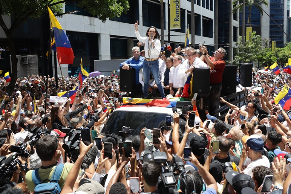 María Corina Machado encabezó la manifestación en Caracas contra Nicolás Maduro. María Corina Machado encabezó la manifestación en Caracas contra Nicolás Maduro.