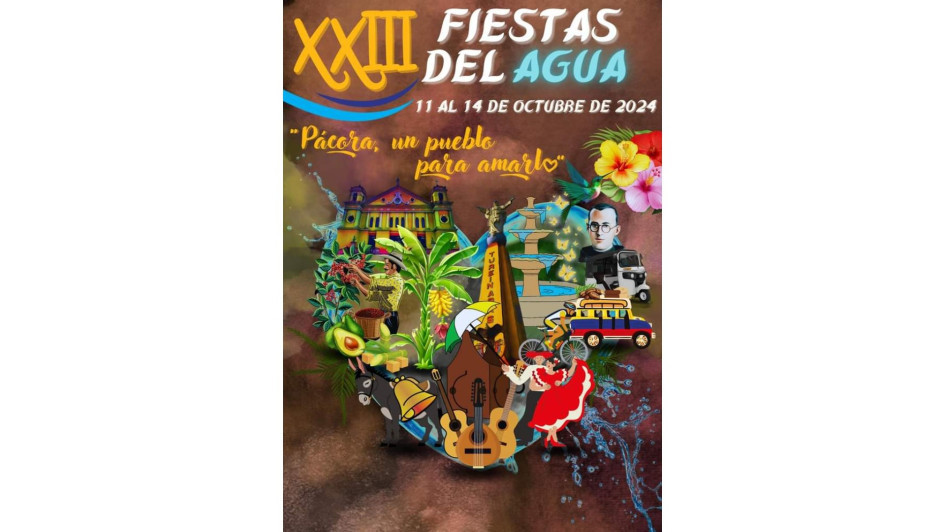 Las fuentes hídricas, la matraca, la agricultura, el deporte, la religión y el transporte de Pácora están incluidos en el afiche ganador de las Fiestas del Agua. Las fuentes hídricas, la matraca, la agricultura, el deporte, la religión y el transporte de Pácora están incluidos en el afiche ganador de las Fiestas del Agua.