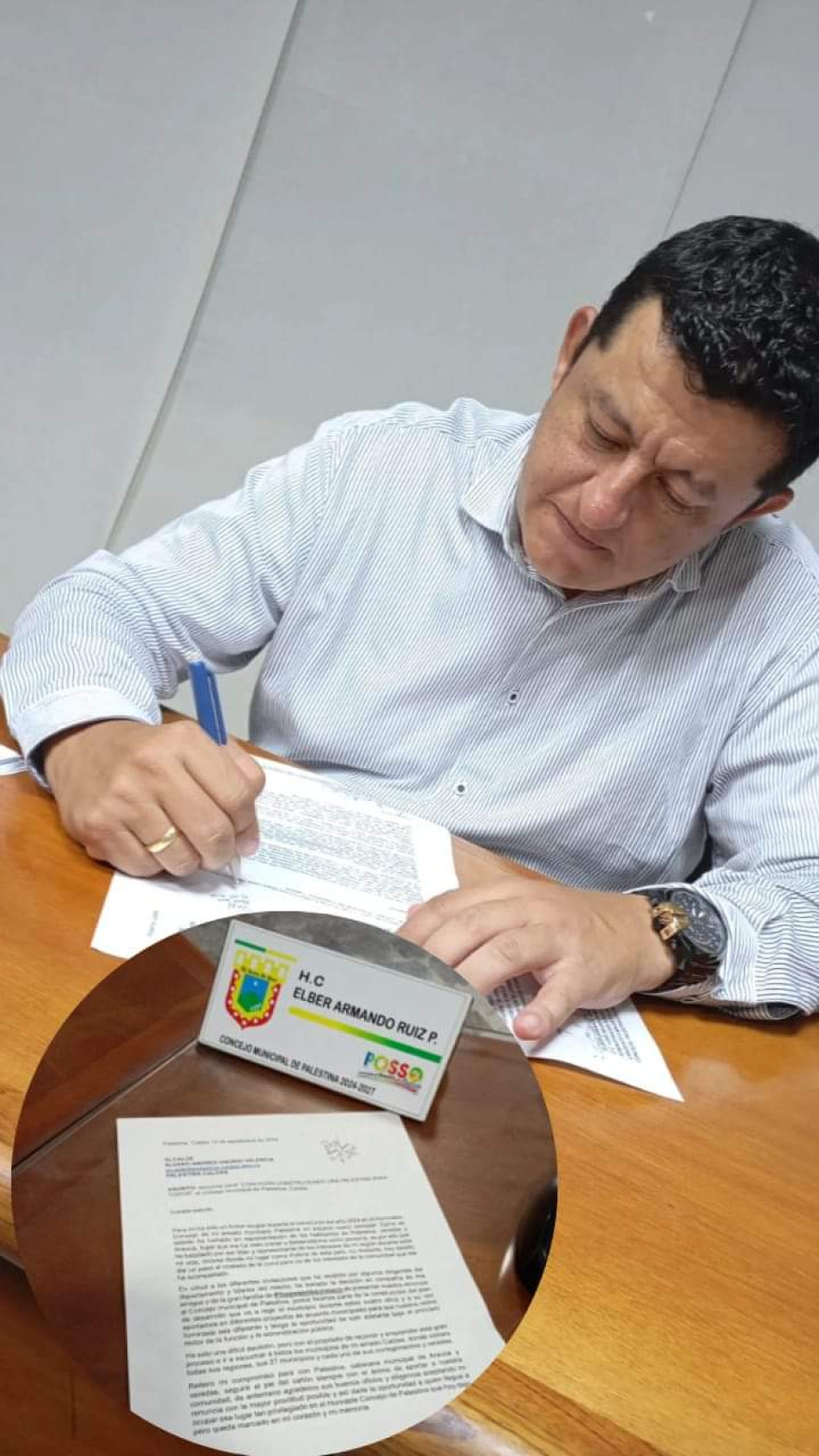 Con la renuncia de Armando Ruiz Posso a su curul en el Concejo de Palestina (Caldas), llegó a la corporación José Luis Vásquez, 'Escopeto', líder de Arauca. En la foto, el alcalde del municipio, Álvaro Andrés Osorio. Con la renuncia de Armando Ruiz Posso a su curul en el Concejo de Palestina (Caldas), llegó a la corporación José Luis Vásquez, 'Escopeto', líder de Arauca. En la foto, el alcalde del municipio, Álvaro Andrés Osorio.