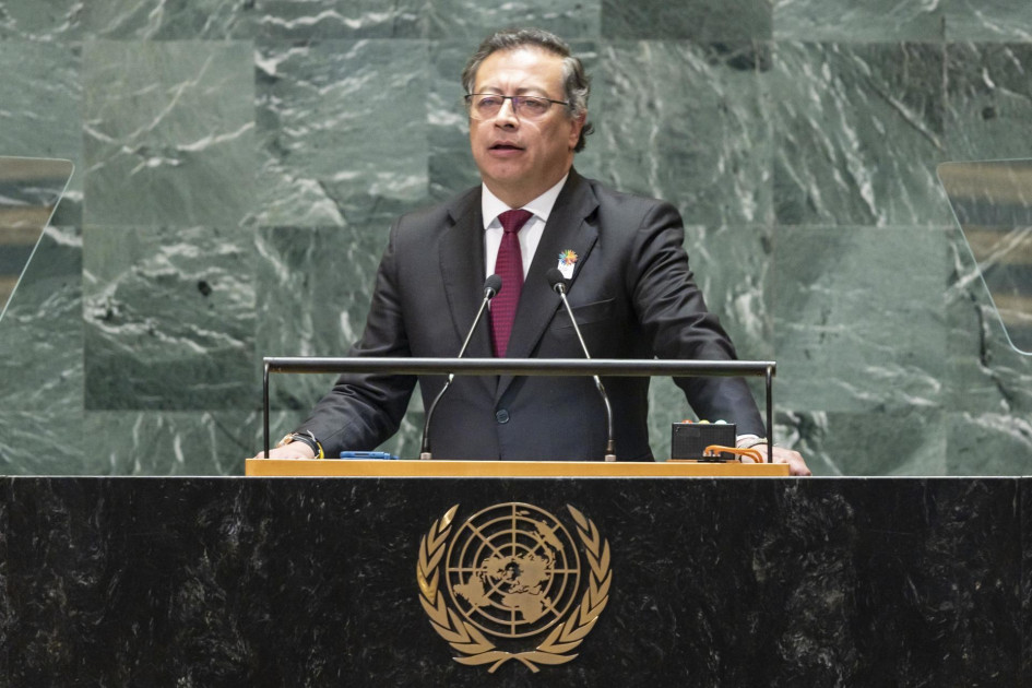 Gustavo Petro durante su intervención en la edición 79 de la Asamblea General de las Naciones Unidas. Gustavo Petro durante su intervención en la edición 79 de la Asamblea General de las Naciones Unidas.