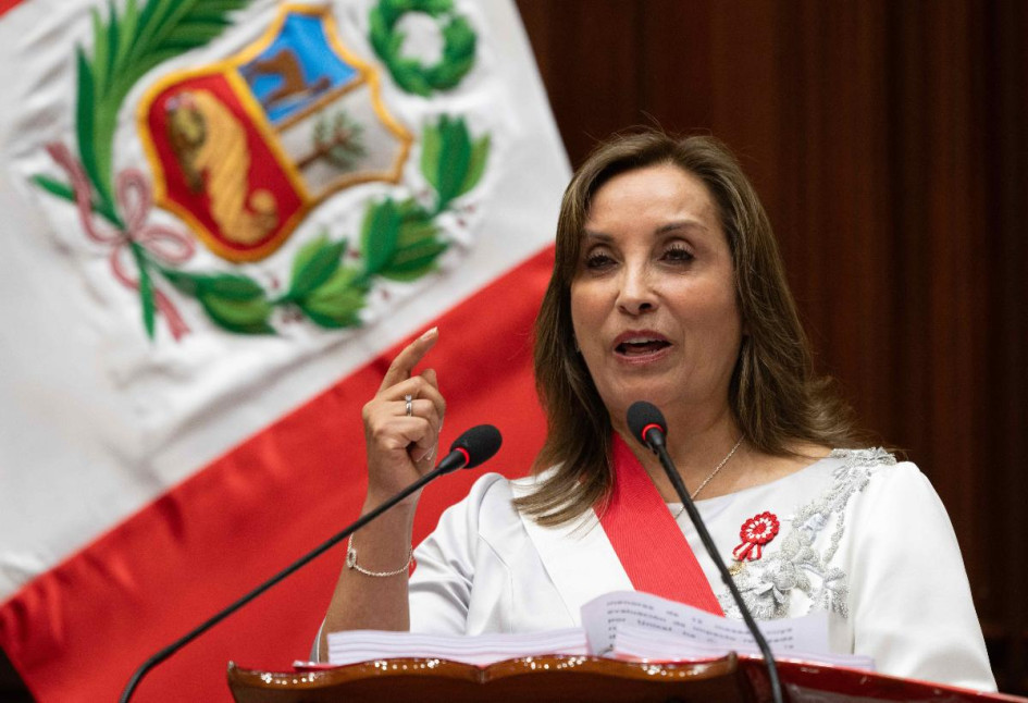 La presidenta de Perú, Dina Boluarte, durante su intervención en el Congreso. La presidenta de Perú, Dina Boluarte, durante su intervención en el Congreso.