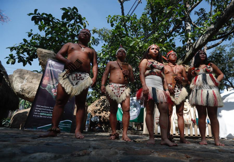 Indígenas de la Amazonía realizaron presentaciones de su cultura en la Zona Verde de la COP16. Indígenas de la Amazonía realizaron presentaciones de su cultura en la Zona Verde de la COP16.