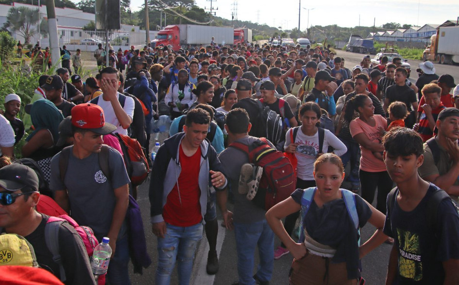 Migrantes salieron en caravana este sábado, 5 de octubre, de la ciudad de Tapachula, en el estado de Chiapas (México). Migrantes salieron en caravana este sábado, 5 de octubre, de la ciudad de Tapachula, en el estado de Chiapas (México).