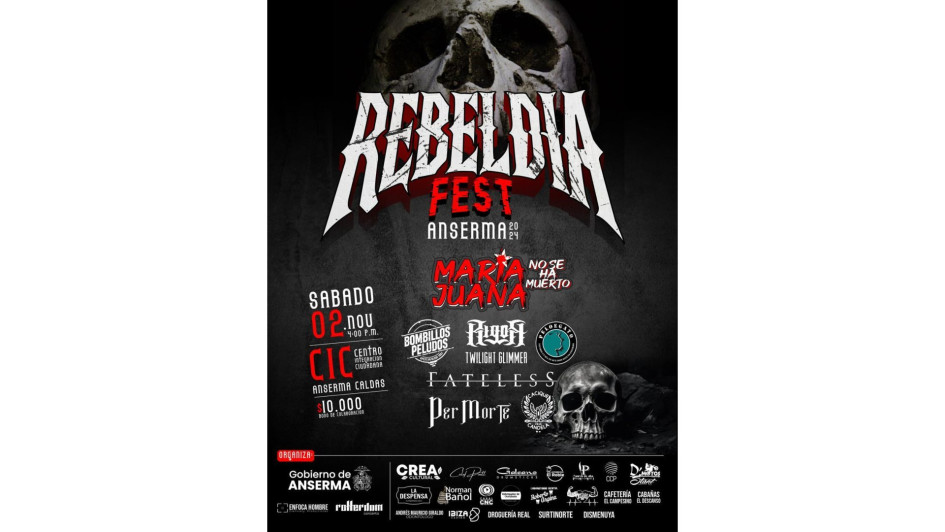 Rebeldía Fest será el 2 de noviembre en Anserma. Rebeldía Fest será el 2 de noviembre en Anserma.