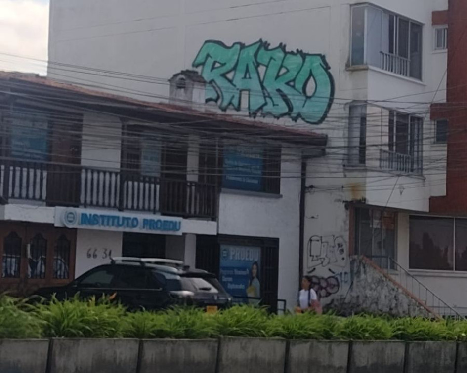 Grafiti en la avenida Santander, en las paredes del edificio al lado del Instituto Proedu. Grafiti en la avenida Santander, en las paredes del edificio al lado del Instituto Proedu.
