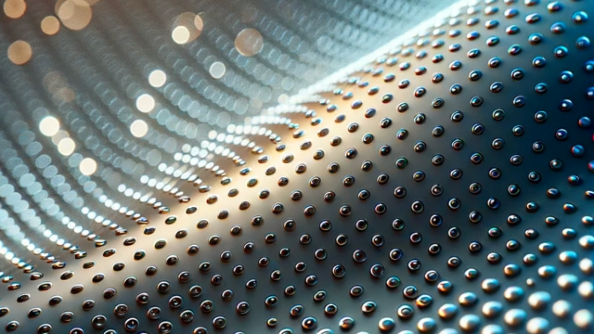 Foto de cerca de un vinilo microperforado.