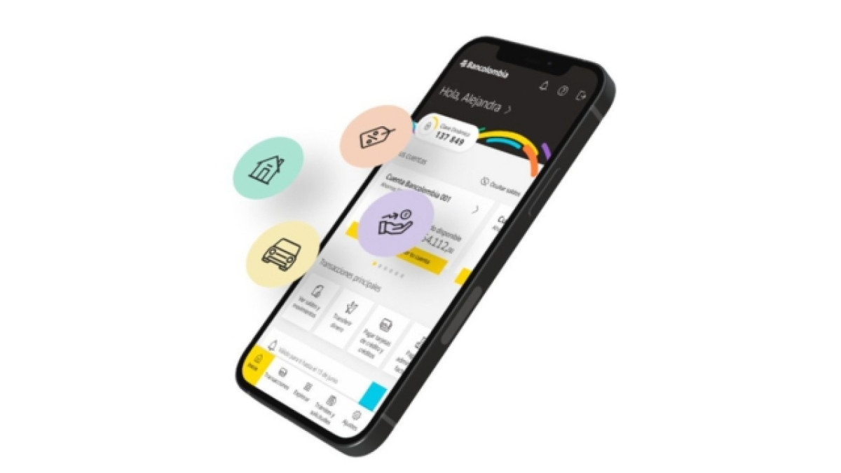 Celular en la app de Bancolombia